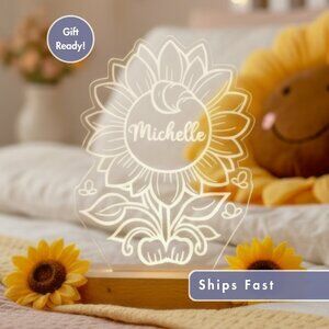 Personalized Flower Night Light – Custom LED Lamp for Nature Lovers